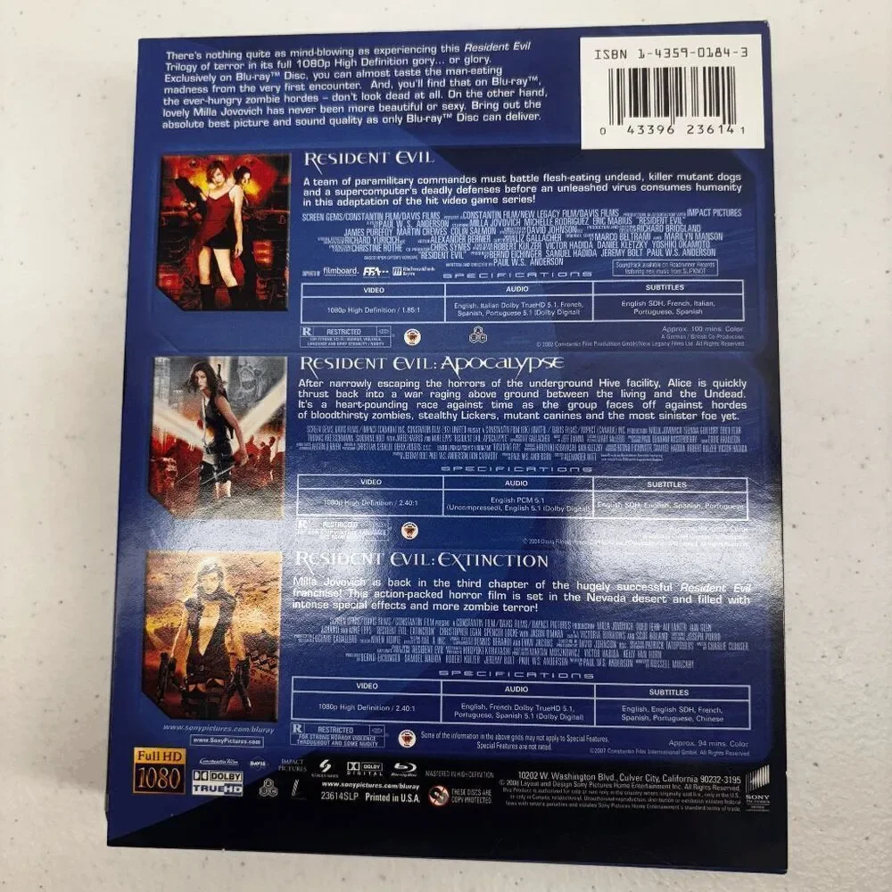 Resident Evil: The High-Definition Trilogy (Blu-ray‎ Disc, 2008, 3-Disc Set)